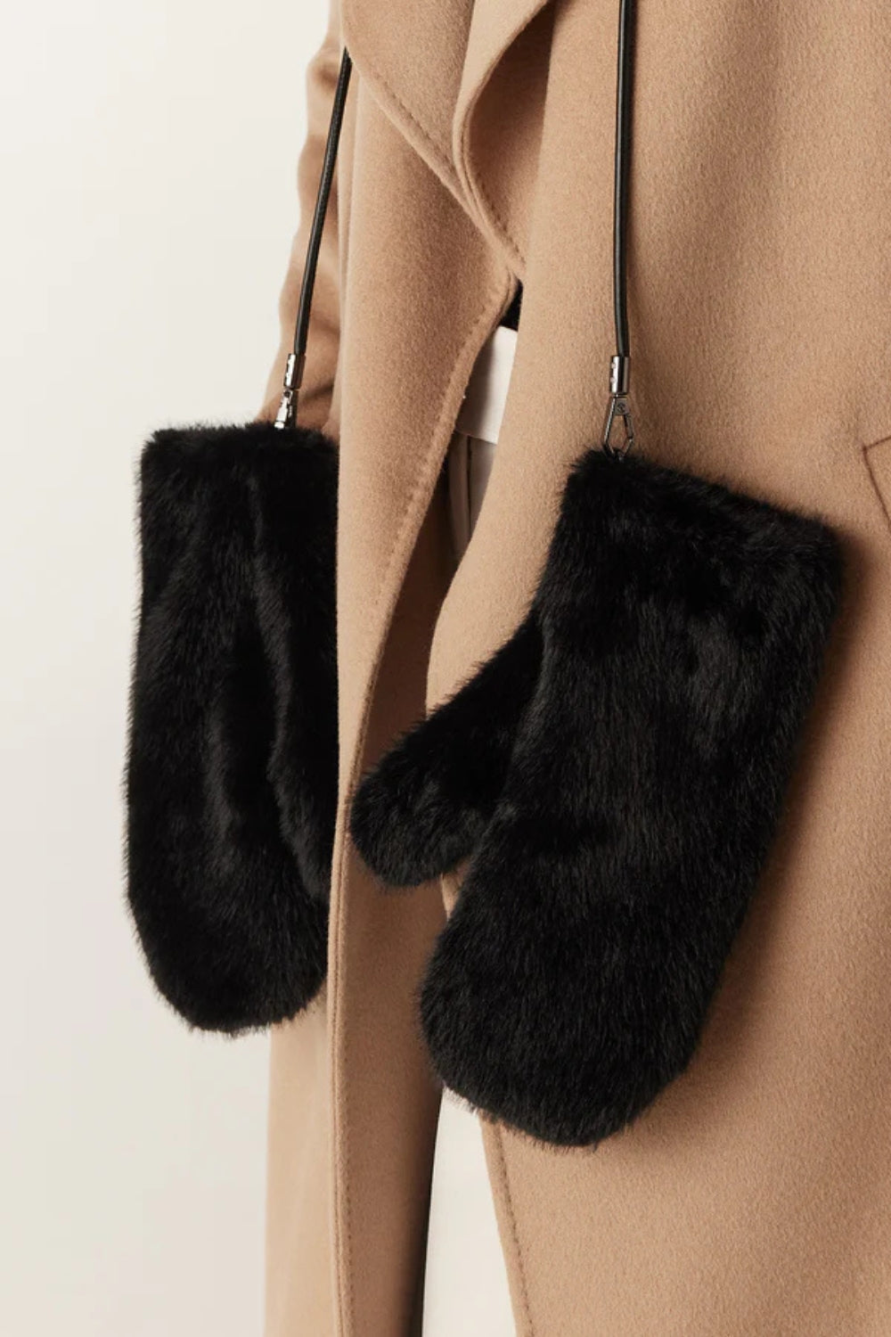 Faux Fur Mittens - Black
