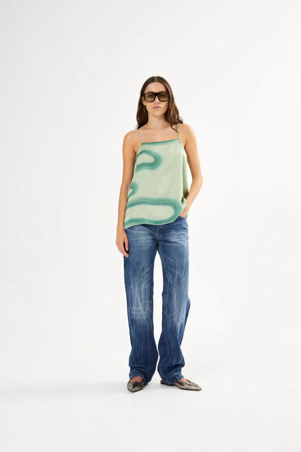 Karis Fluid Cami Top - Aloe Vera