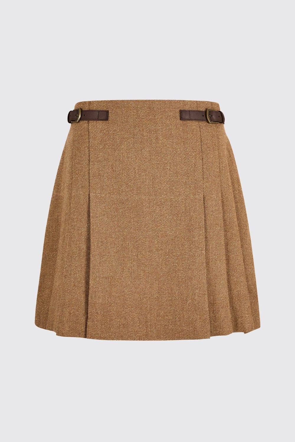 Hornbeam Women's Pleated Tweed Skirt - Camel Twill