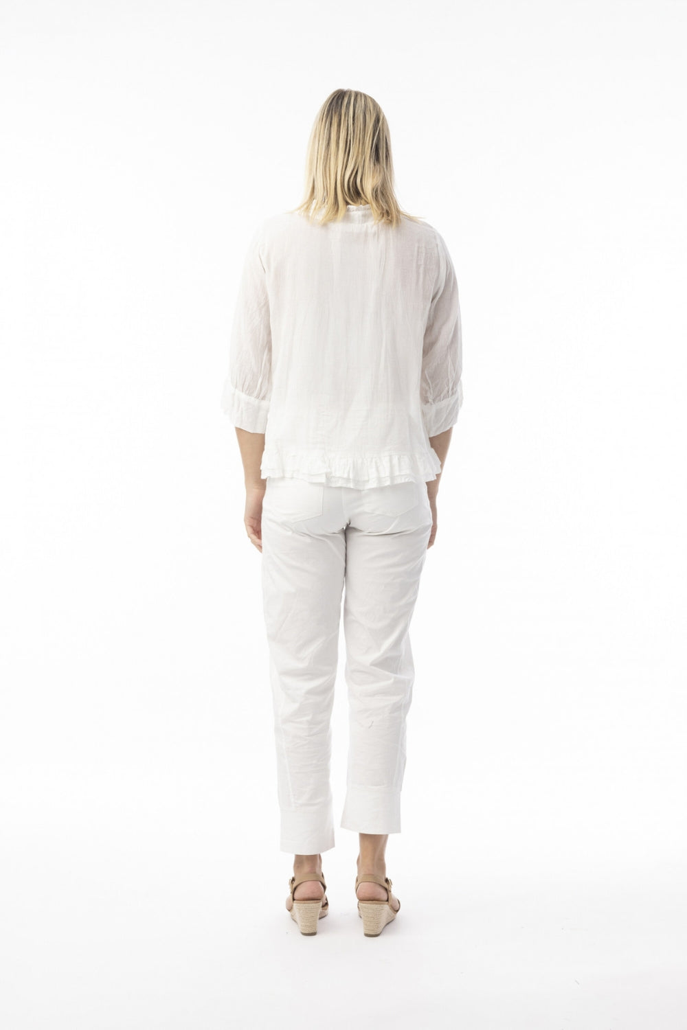 Cotton Gauze Button-through - White