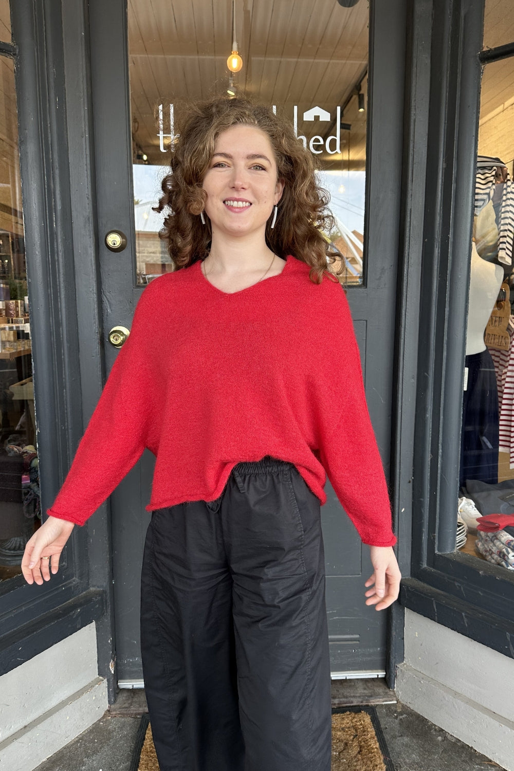 Luxe Light Weight V-Neck Sweater - Red