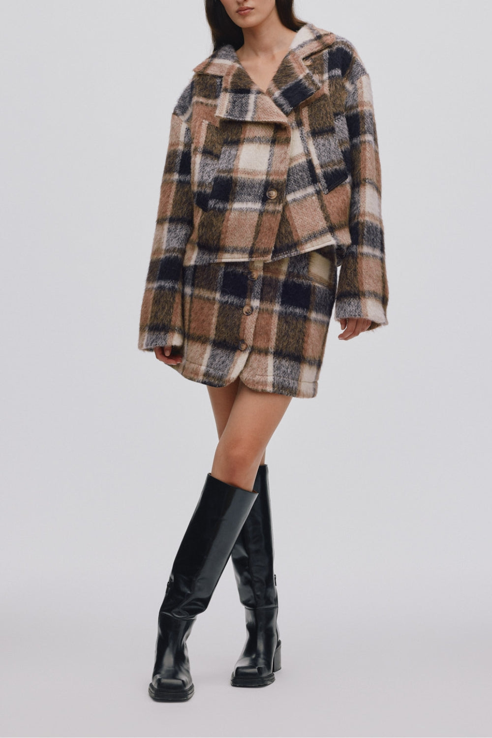 Ehsan Jumbo Check Jacket - Brown Check