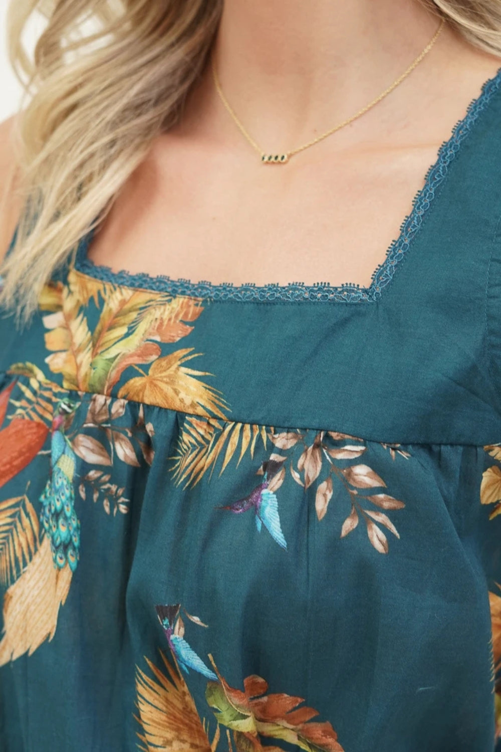 Autumn Leaf Night Dress - Blue