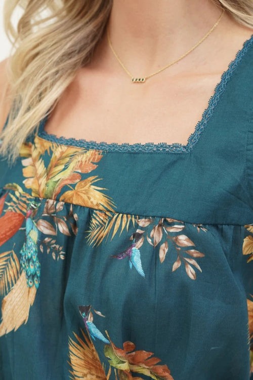 Autumn Leaf Night Dress - Blue