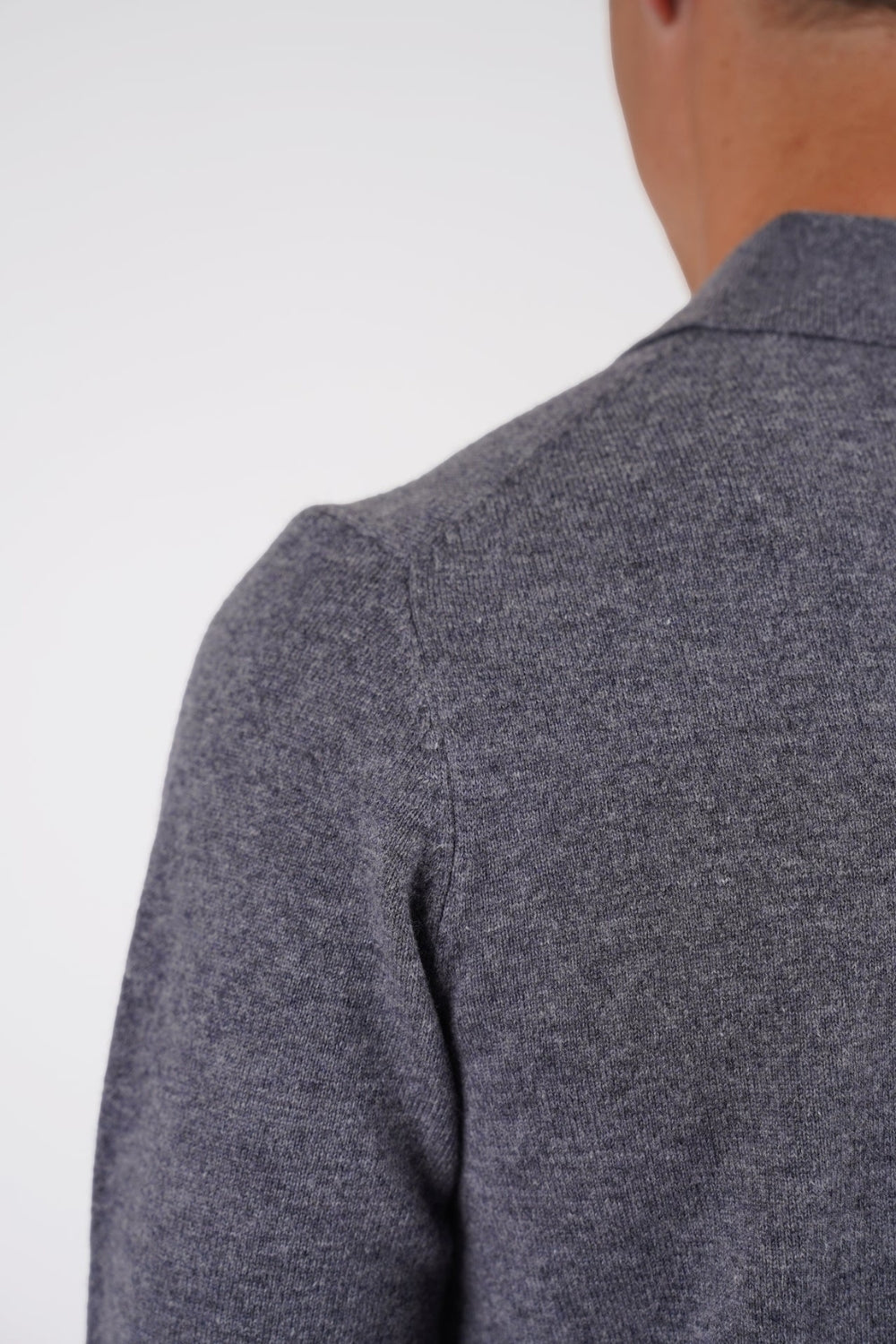 Pure Merino Wool L/S Polo - Grey Marle