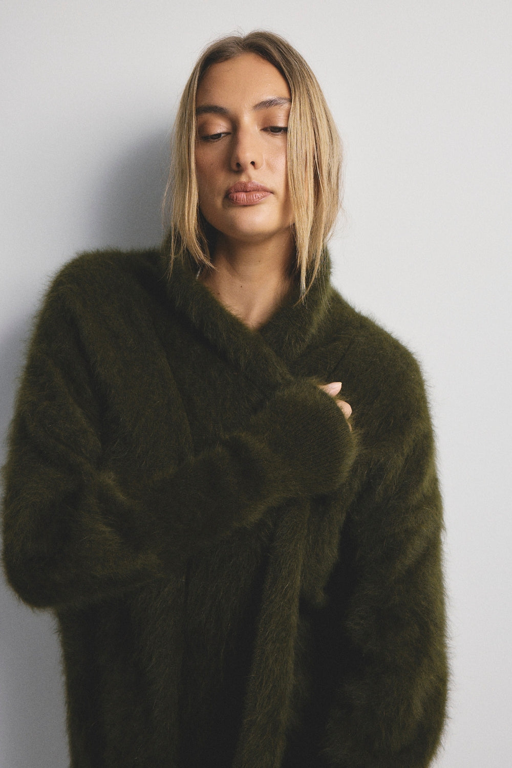 Sophia Open Cashmere Cardigan - Moss