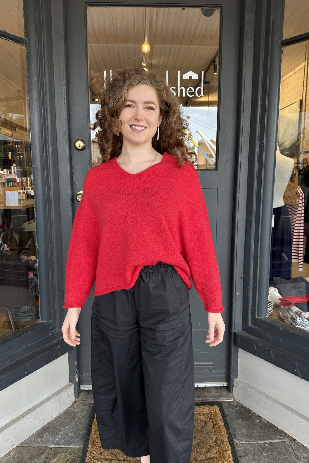 Luxe Light Weight V-Neck Sweater - Red