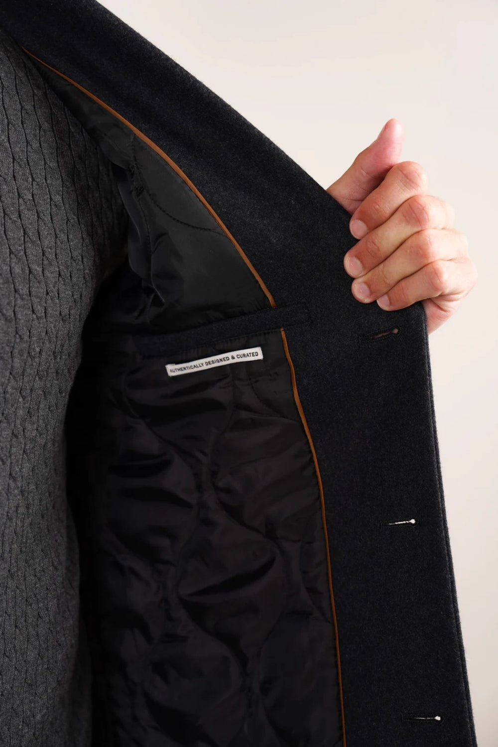 Padded Wool Coat - Charcoal Marle