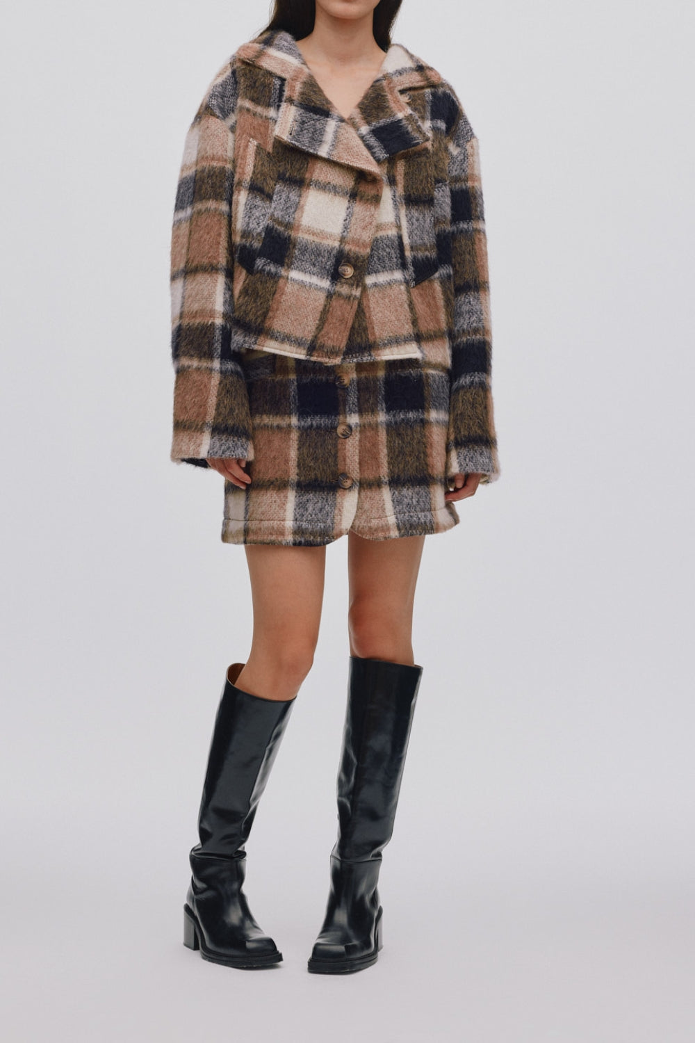 Ehsan Jumbo Check Jacket - Brown Check