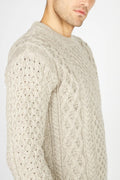 Honeycomb Stitch Blasket Aran Sweater - Stone Marl