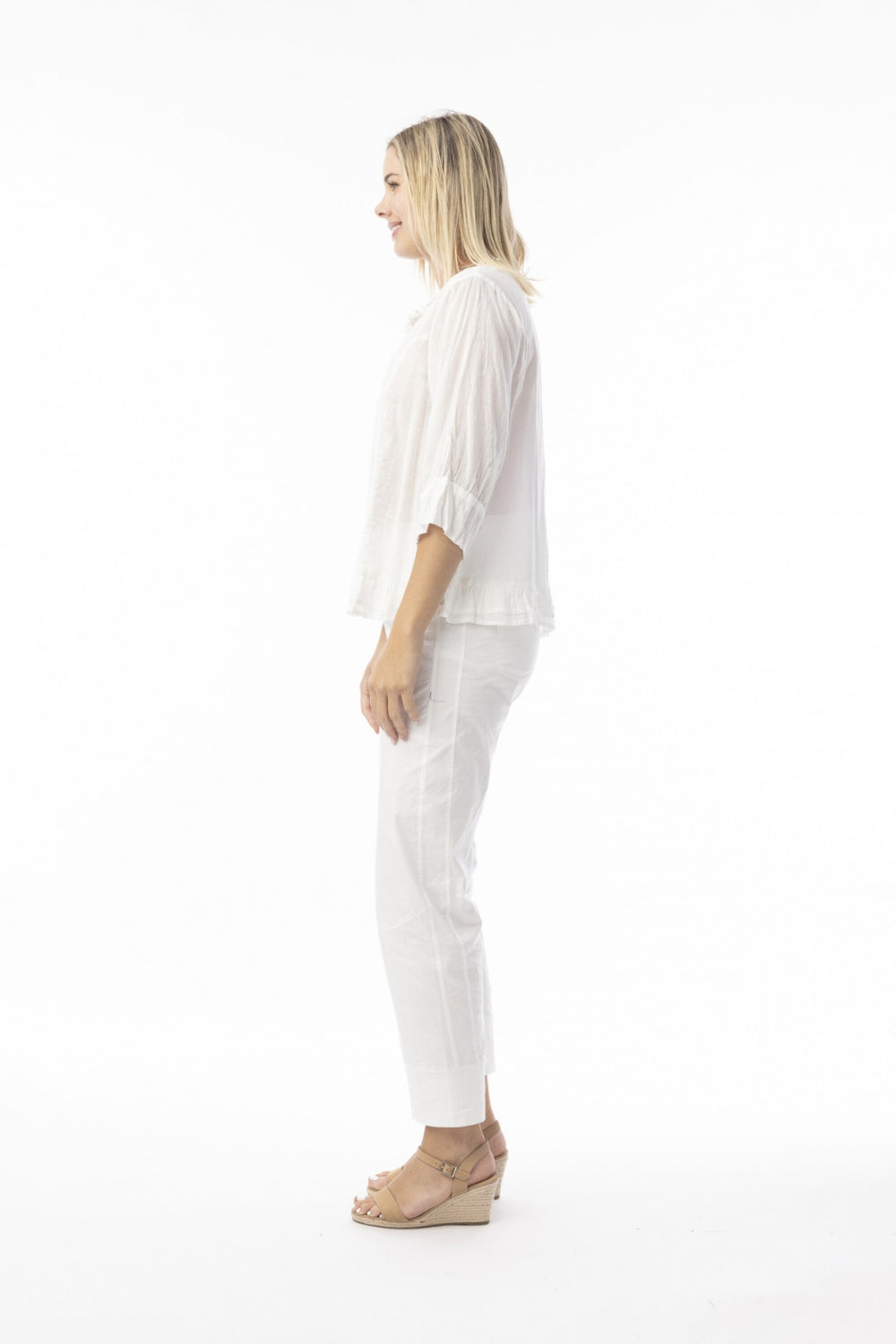 Cotton Gauze Button-through - White