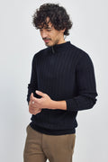 Finn Merino Zip Sweater - Deep Blue