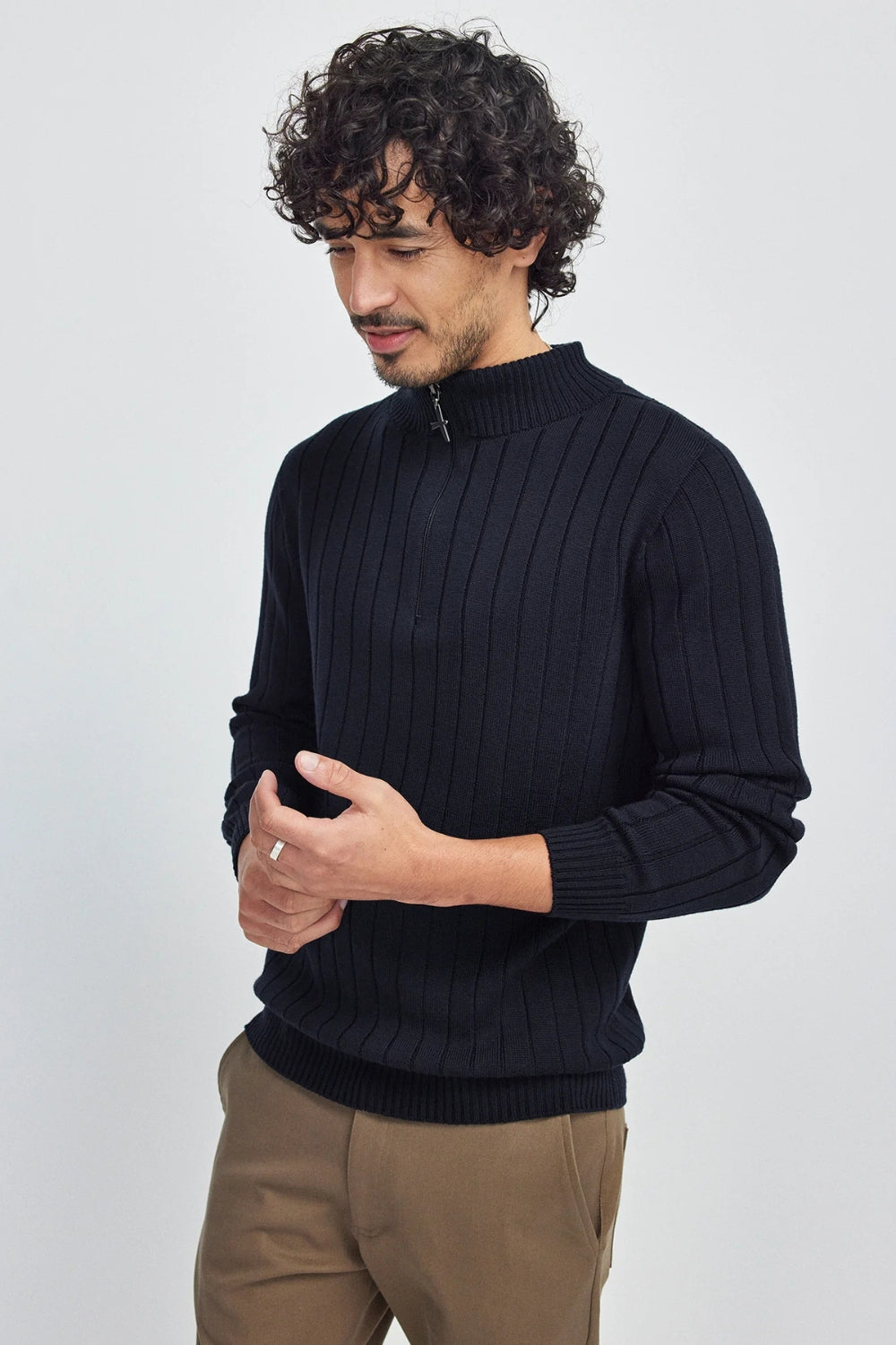 Finn Merino Zip Sweater - Deep Blue