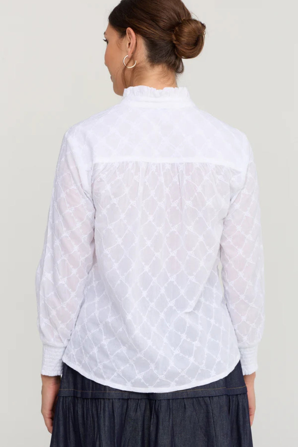 Imani Shirt - White Daisy Lattice
