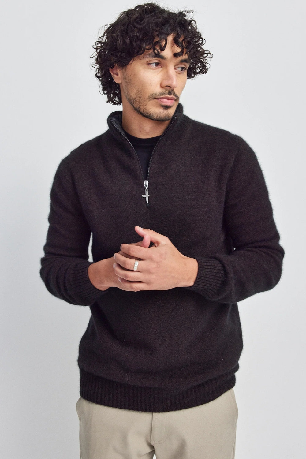 Men's Estuary Half Zip Sweater - Chocolate/Slate