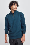 Men's Estuary Half Zip Sweater - Deep Teal/ Slate