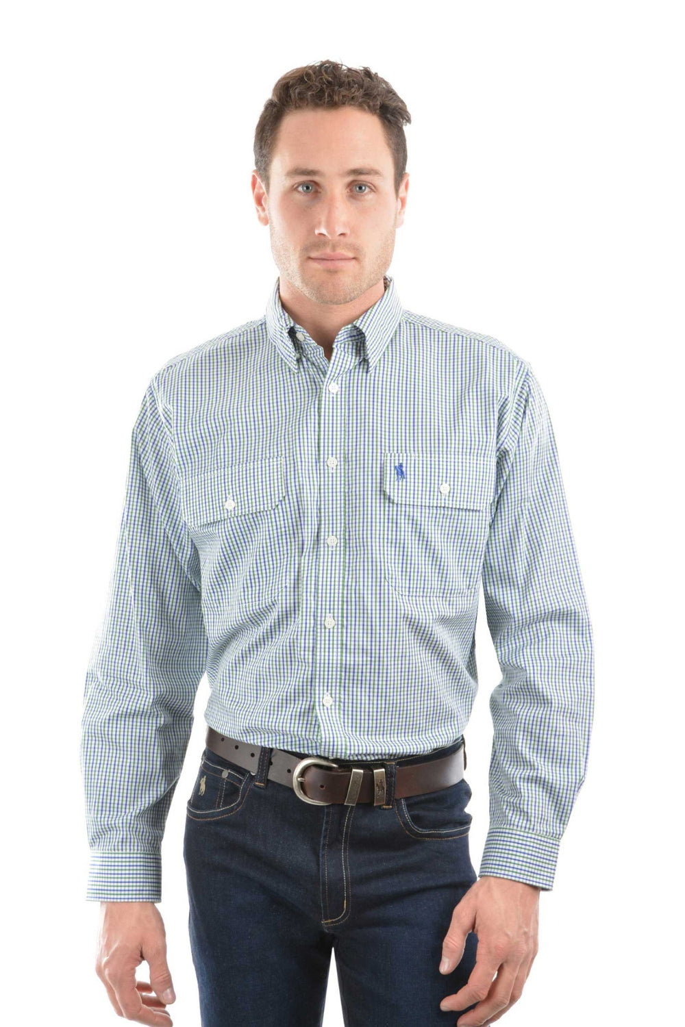 Wentworth Check 2-Pocket Long Sleeve - Royal Blue/ Green