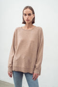 Cashmere Hi-Lo Slouch Crew - Toffee