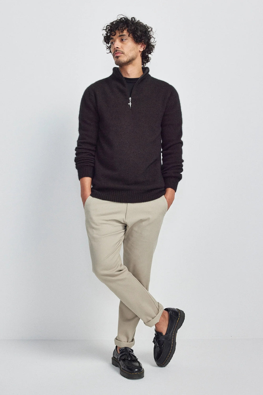 Men's Estuary Half Zip Sweater - Chocolate/Slate