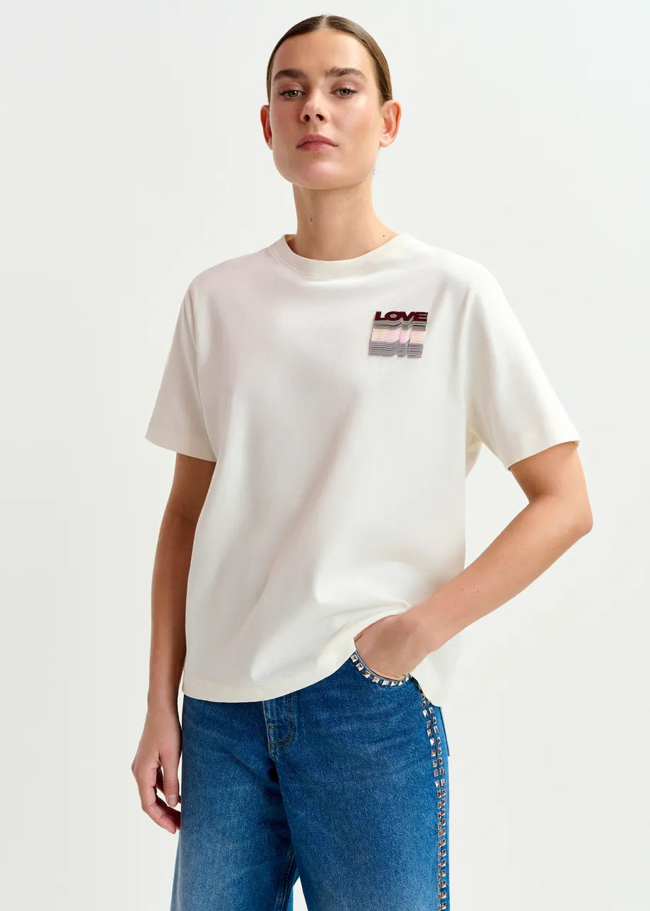 Love T-Shirt w Sequin - Off White