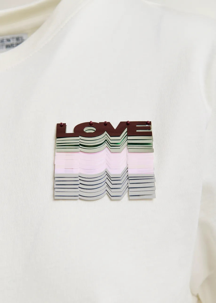 Love T-Shirt w Sequin - Off White
