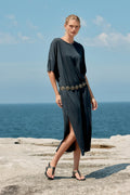 Box Cotton Long T-Shirt Dress - Black