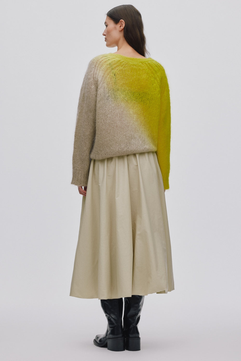 Jasmin Cross Dye Boxy Sweater - Limeade Pelican Combo