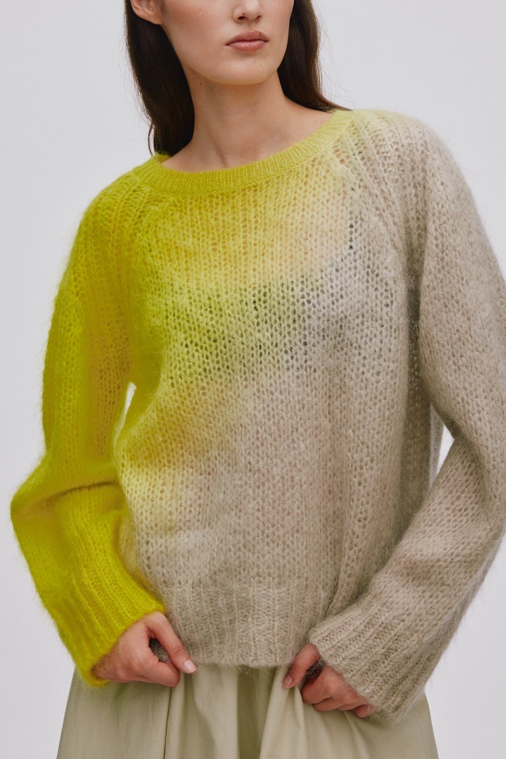 Jasmin Cross Dye Boxy Sweater - Limeade Pelican Combo