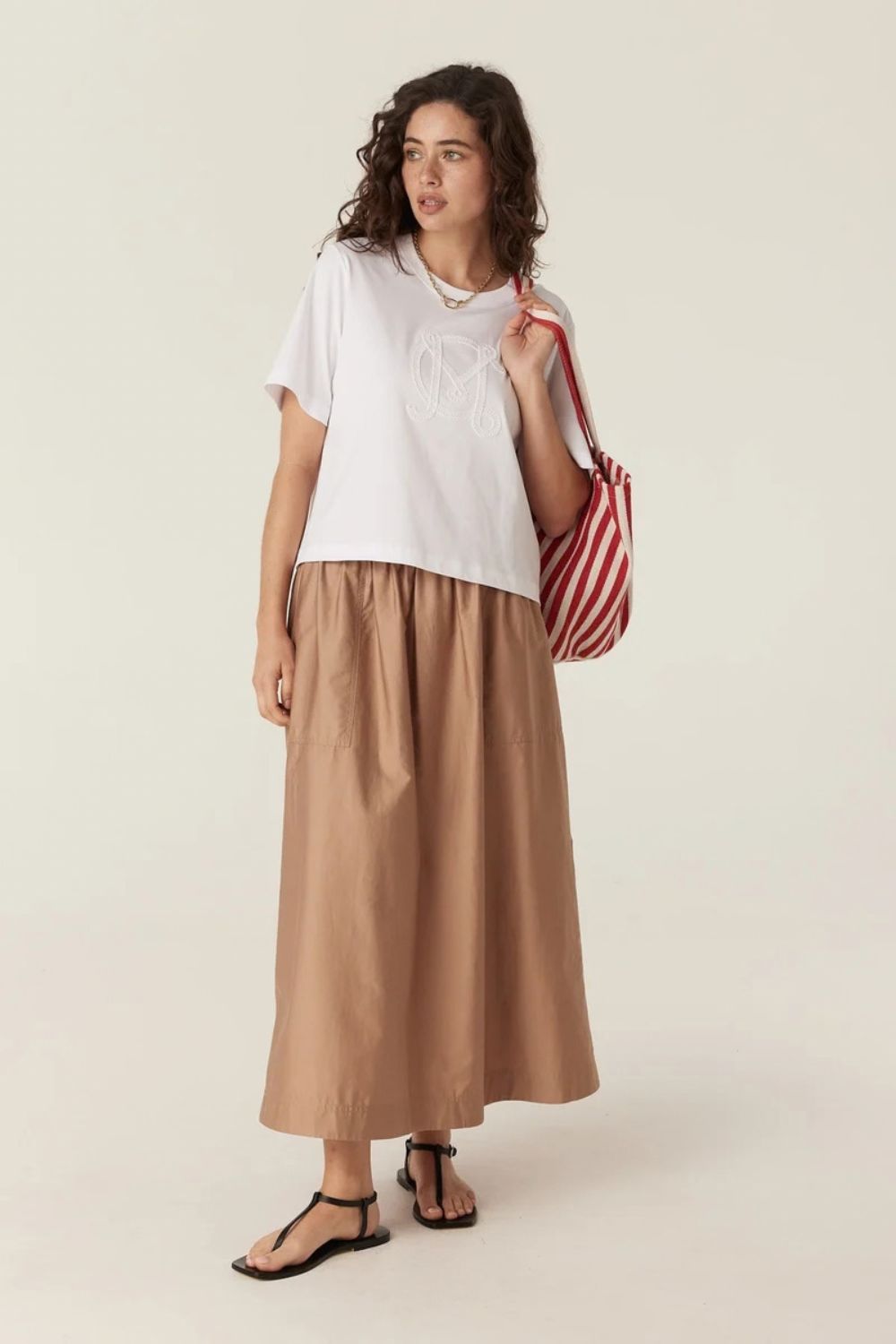 Cable Pima Cotton Skirt - Camel