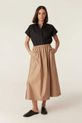 Cable Pima Cotton Skirt - Camel