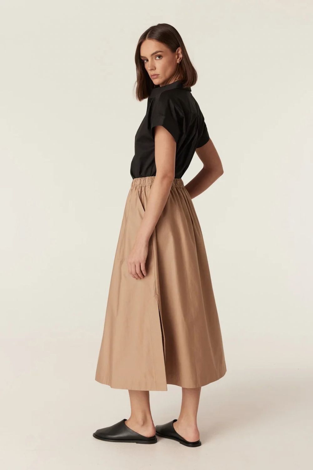 Cable Pima Cotton Skirt - Camel