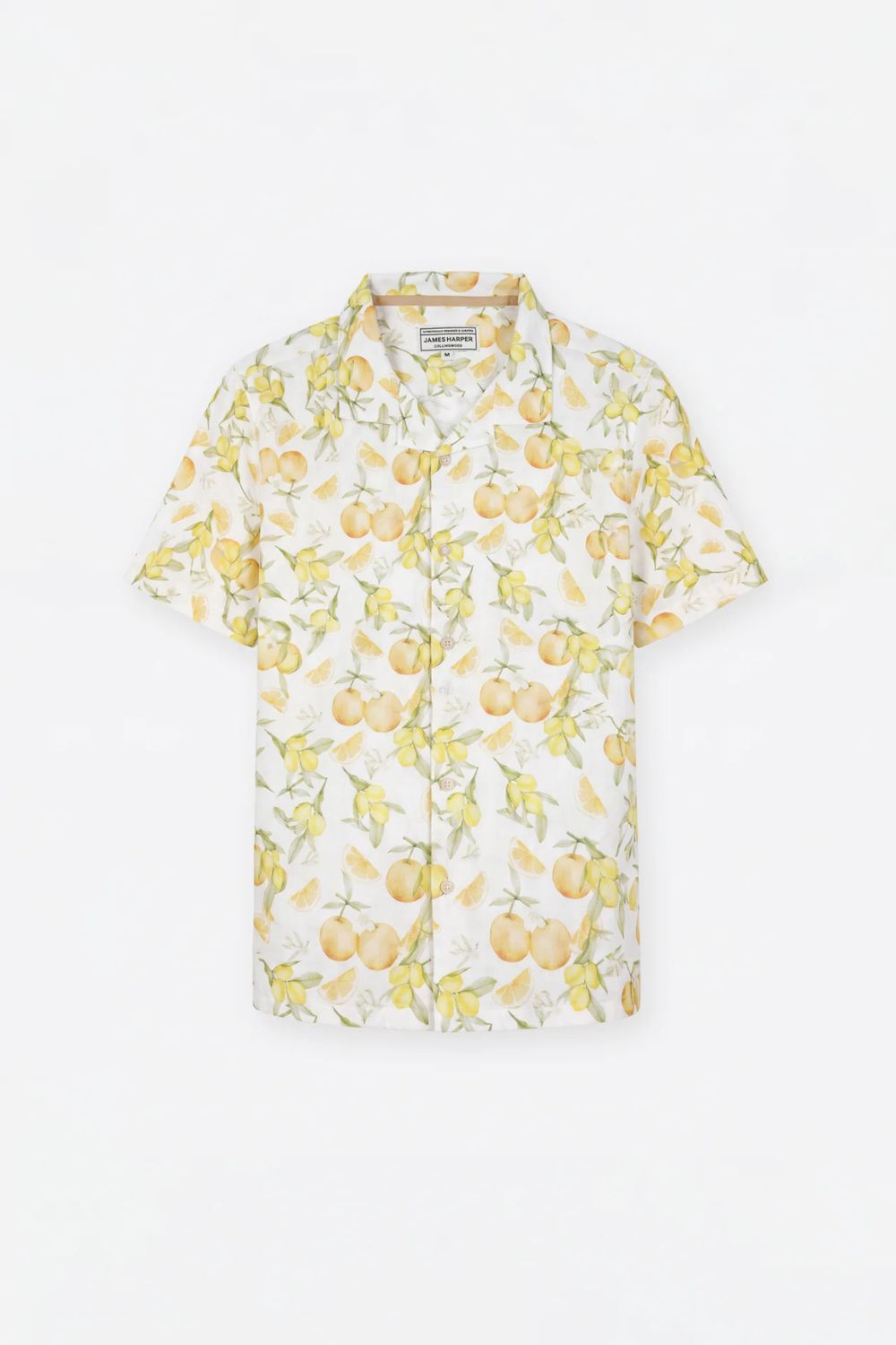 James Harper Lemon Printed Linen Shirt - Lemon