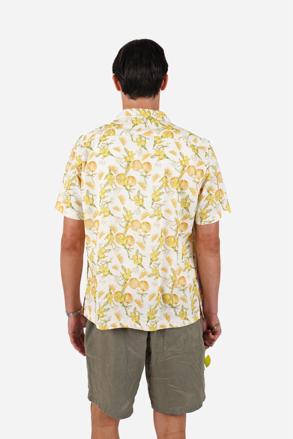 James Harper Lemon Printed Linen Shirt - Lemon