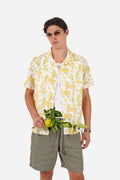 James Harper Lemon Printed Linen Shirt - Lemon
