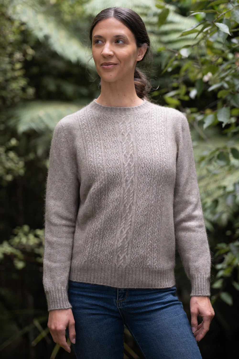 Lace Detail Jumper - Mocha