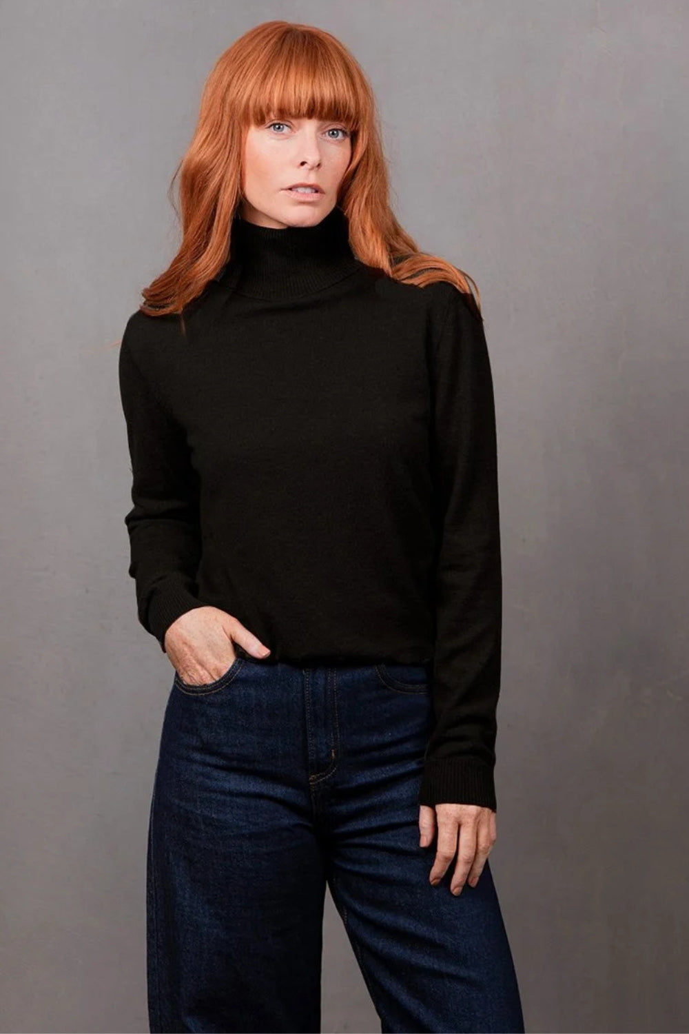 Rosie Roll Neck Pullover - Black
