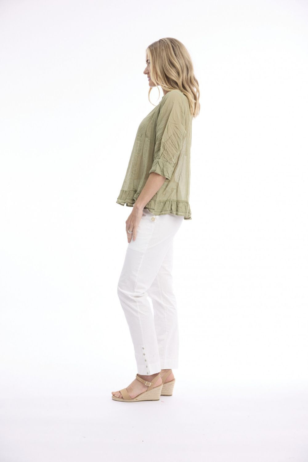 Cotton Gauze Button-through - Khaki