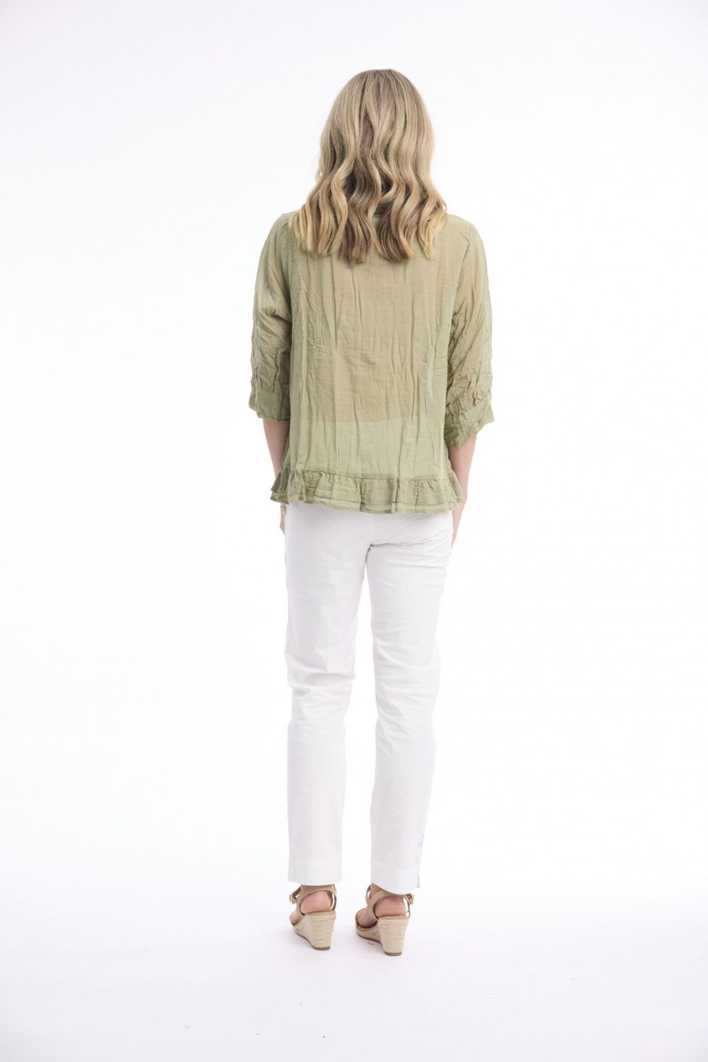 Cotton Gauze Button-through - Khaki