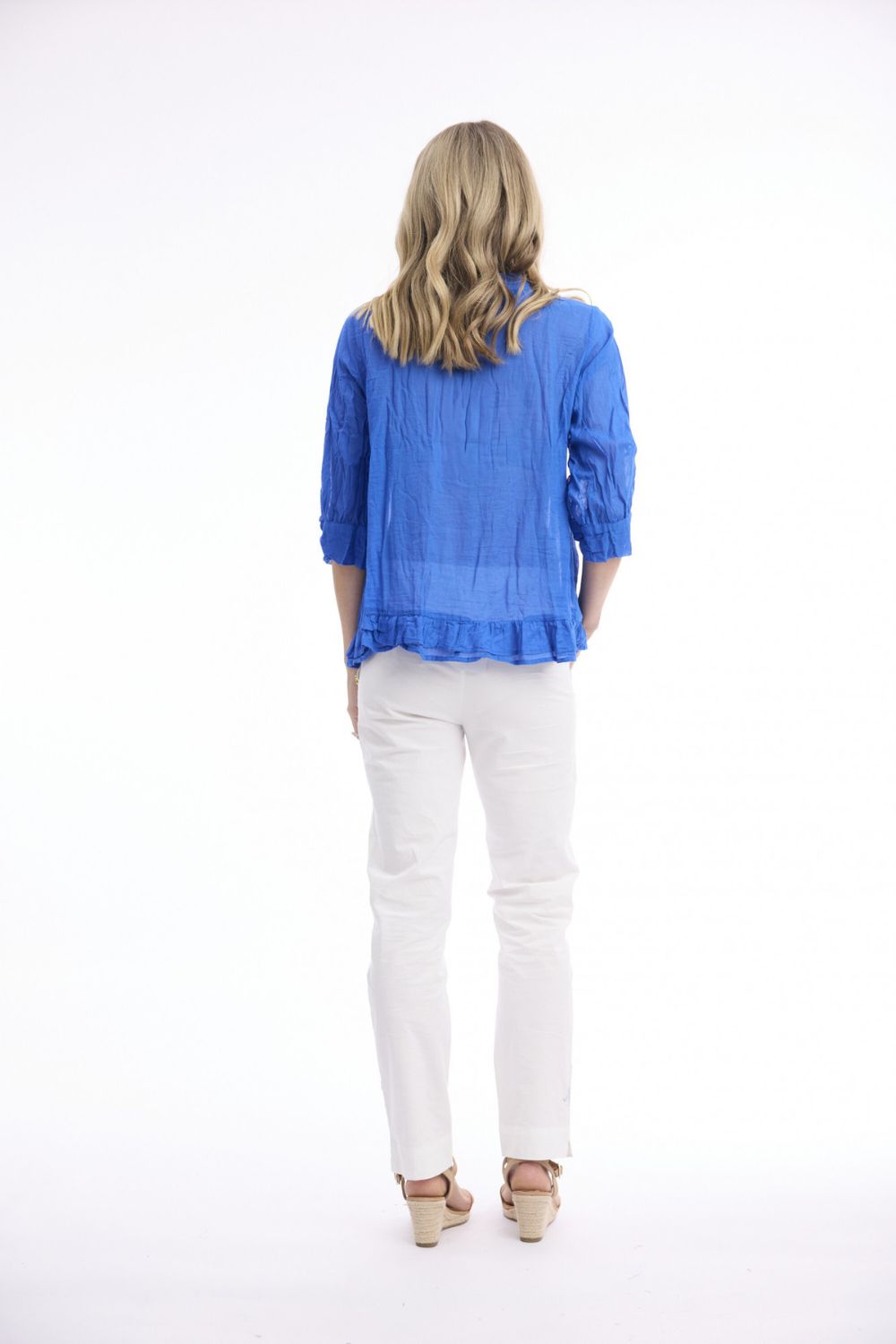 Cotton Gauze Button-through - Blue