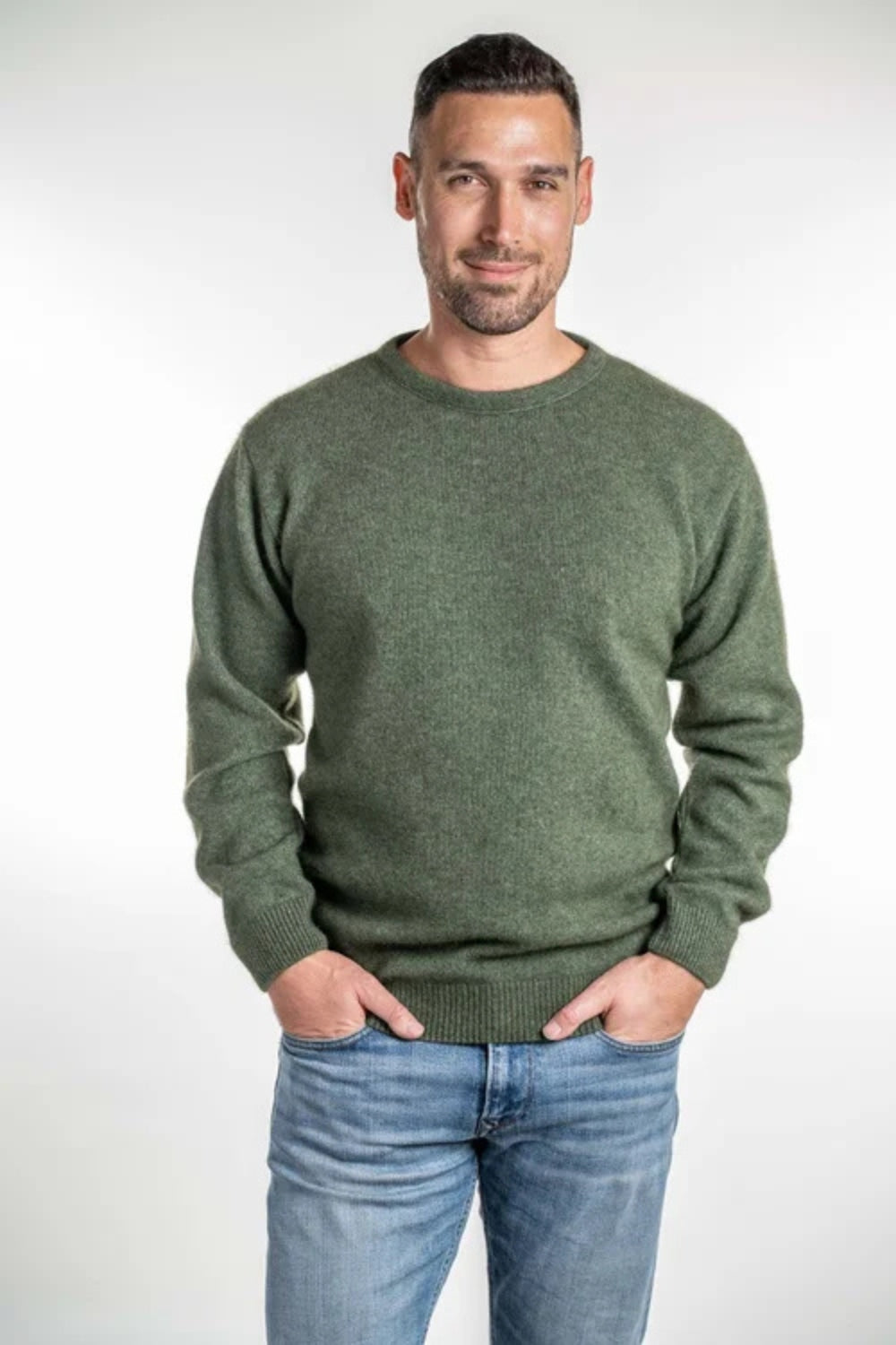 Mens Crew Neck Jumper - Moss