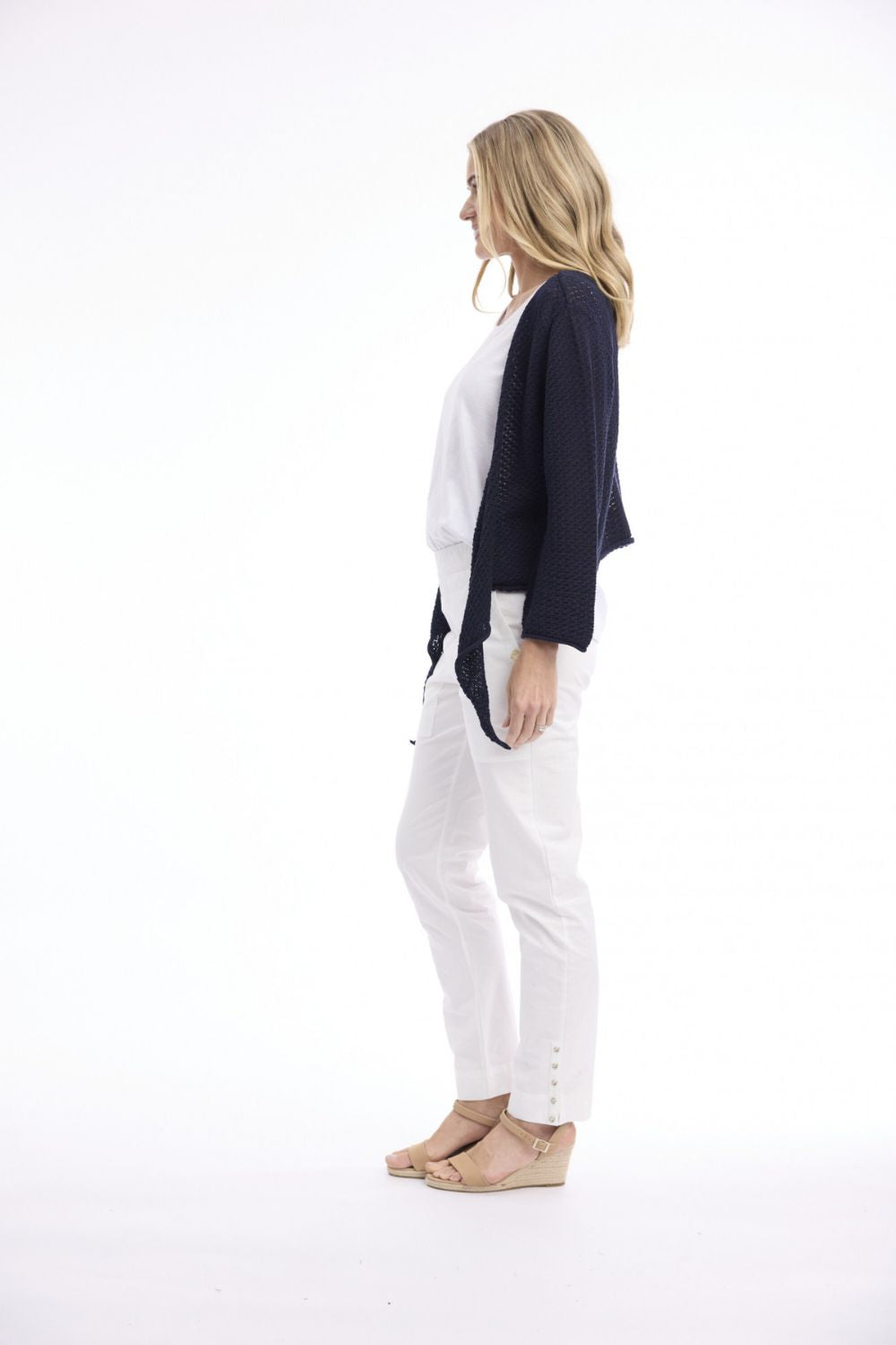 Orientique Knit Tie Shrug - Navy