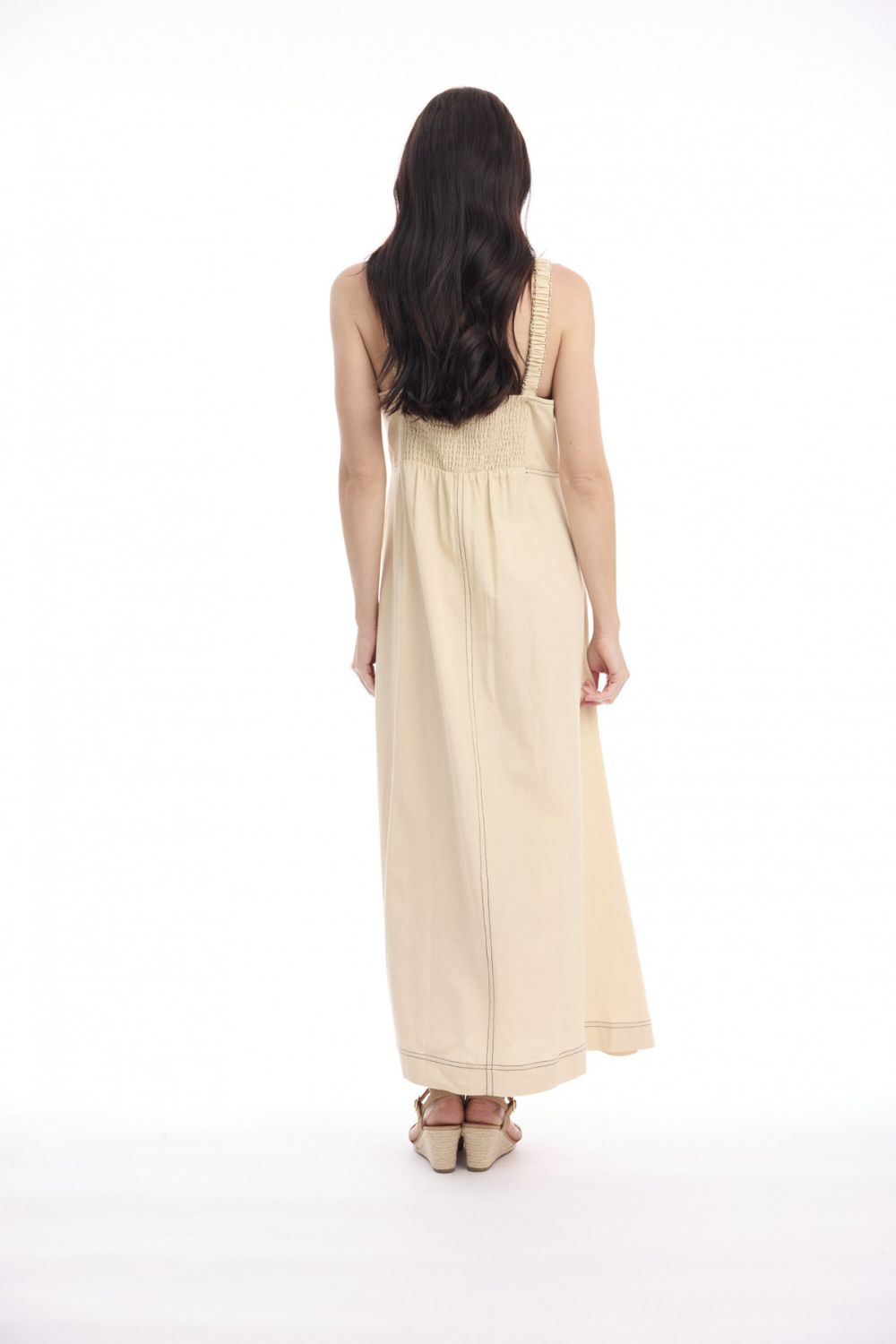 Orientique Linen Strap Dress - Sand