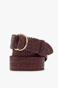 Plaited Leather O Ring Belt - Brown