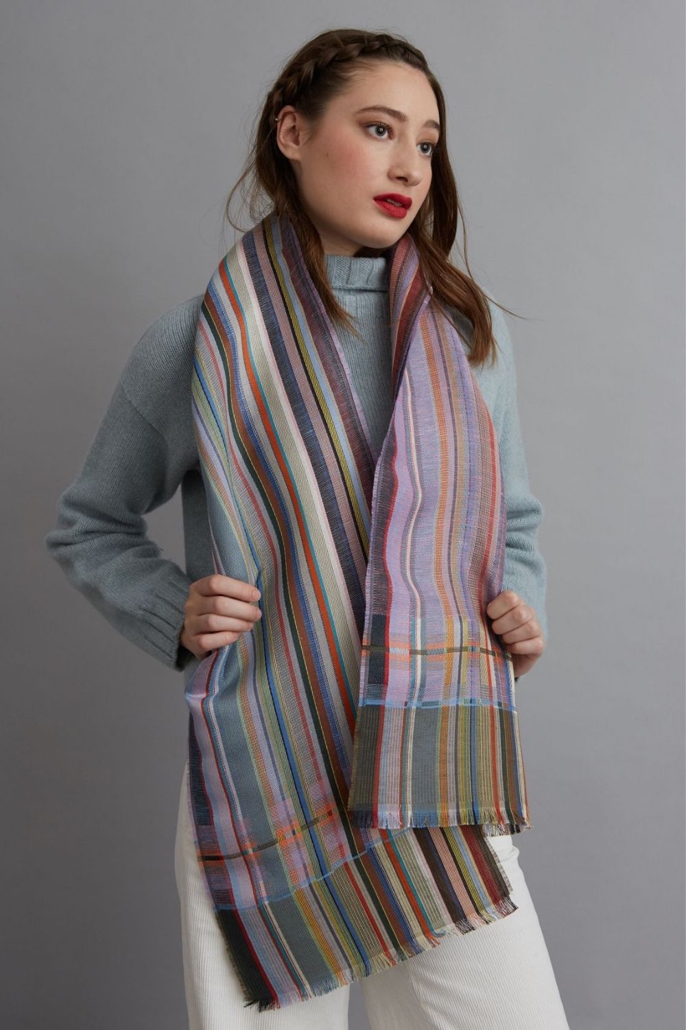 Eyck Silk and Linen Scarf - Lilac