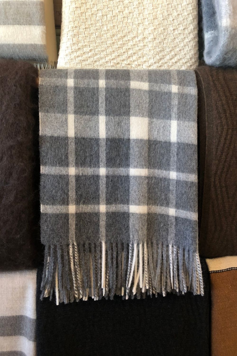 Alpaca & Wool Check Blanket - Multiple Colours