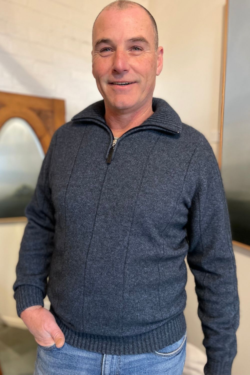 Men's Javelin Zip Neck Sweater - Neptune