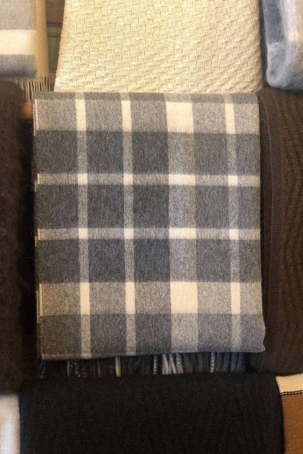 Alpaca & Wool Check Blanket - Multiple Colours
