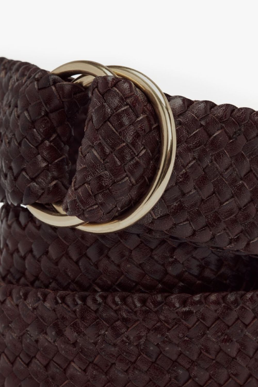 Plaited Leather O Ring Belt - Brown
