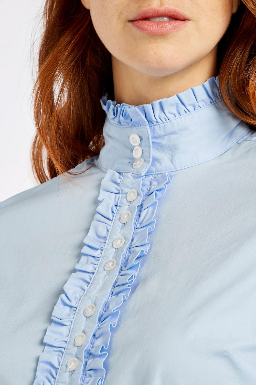 Chamomile High Necked Shirt - Pale Blue