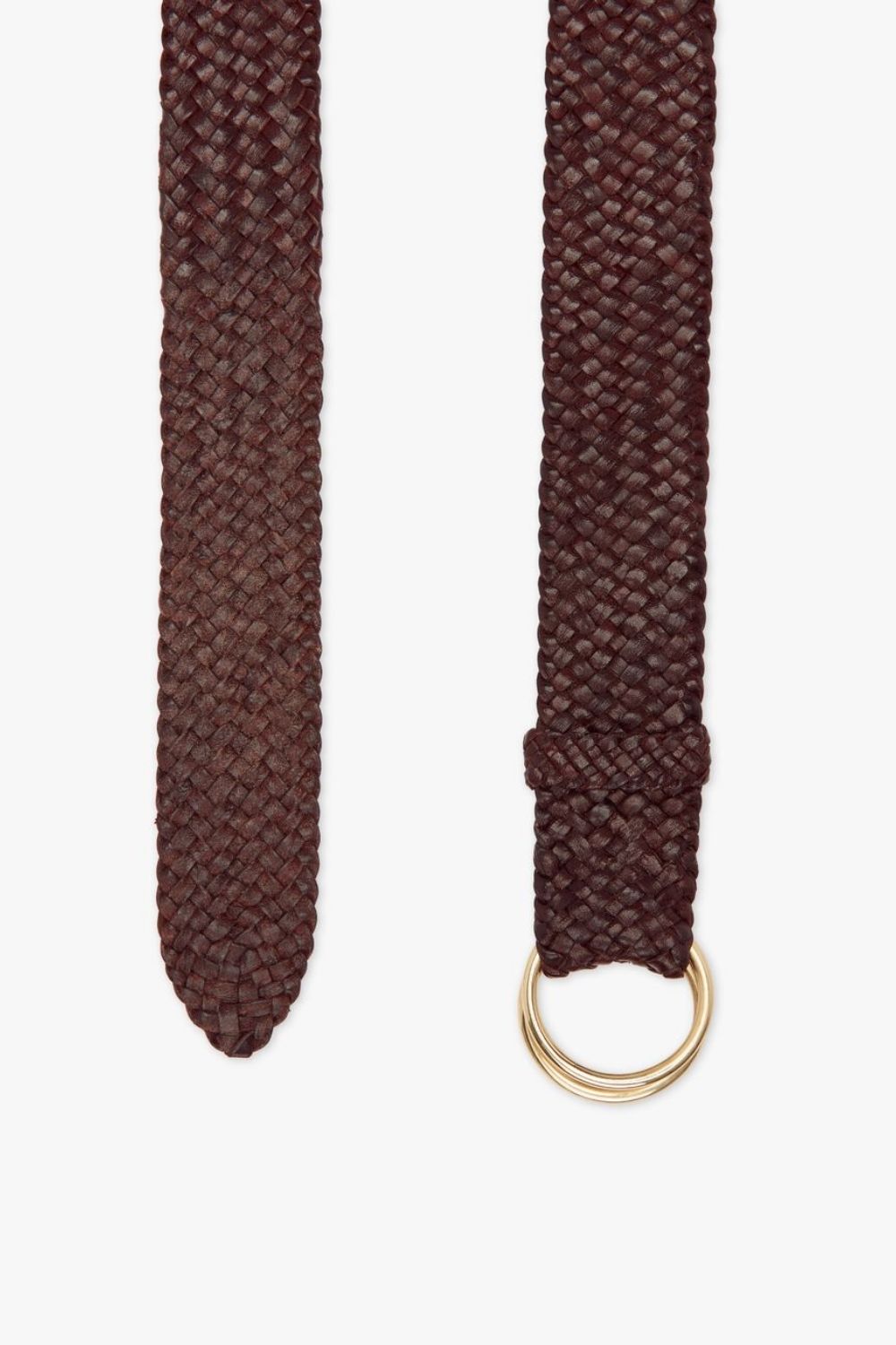Plaited Leather O Ring Belt - Brown
